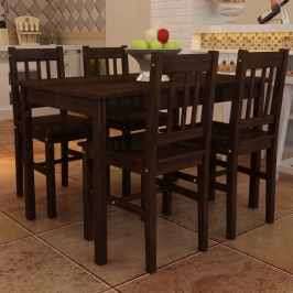 Mesa de comedor y 4 sillas madera marrón