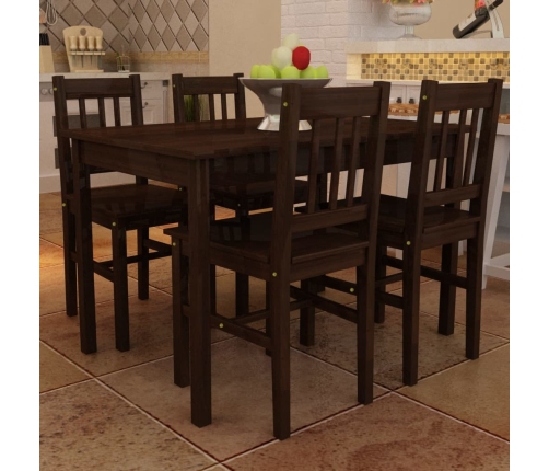 Mesa de comedor y 4 sillas madera marrón