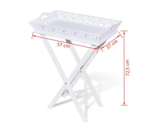 Mesa auxiliar con bandeja blanca