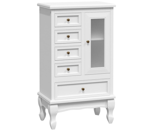 Mueble de 5 cajones y 2 estantes blanco