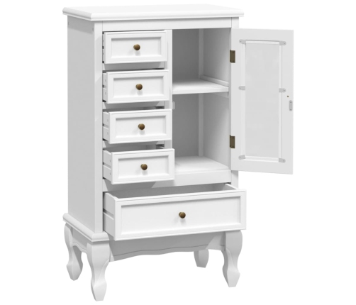 Mueble de 5 cajones y 2 estantes blanco