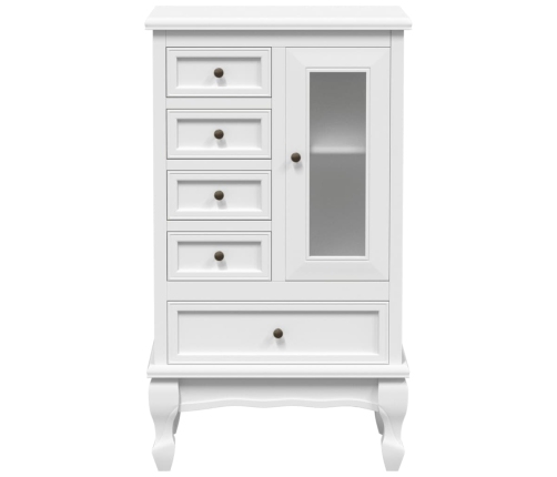 Mueble de 5 cajones y 2 estantes blanco