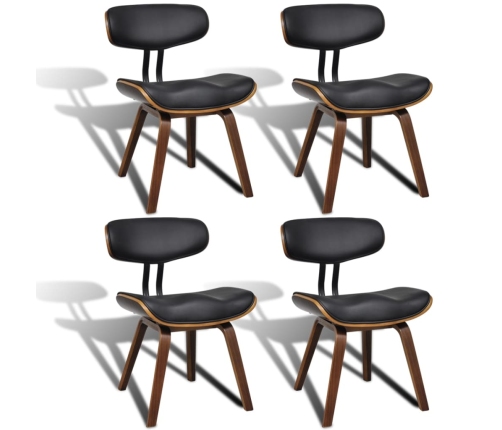 Sillas de comedor 4 unidades madera curvada y cuero artificial