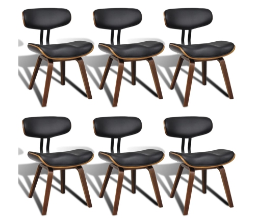Sillas de comedor 6 unidades madera curvada y cuero artificial