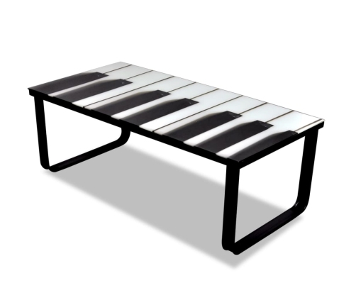 Mesa de centro con superficie con estampado de piano