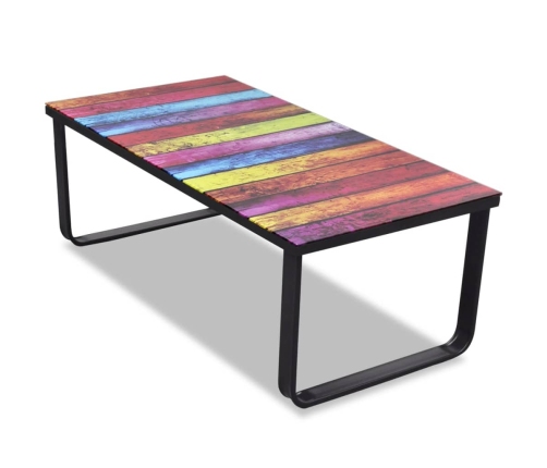 Mesa de centro con superficie con estampado de arco iris