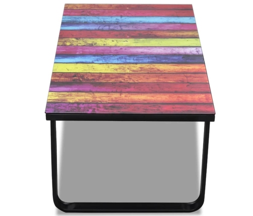 Mesa de centro con superficie con estampado de arco iris