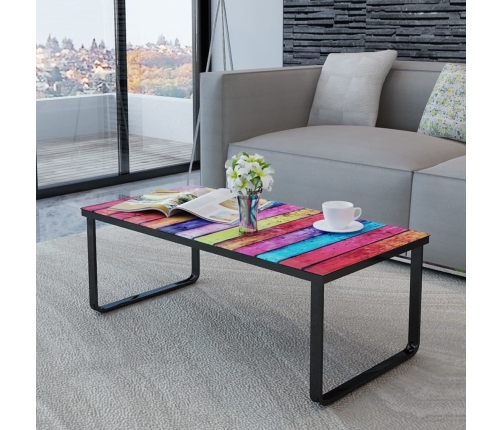 Mesa de centro con superficie con estampado de arco iris