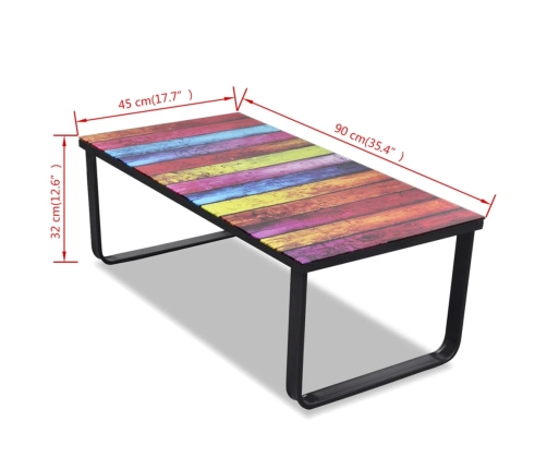 Mesa de centro con superficie con estampado de arco iris