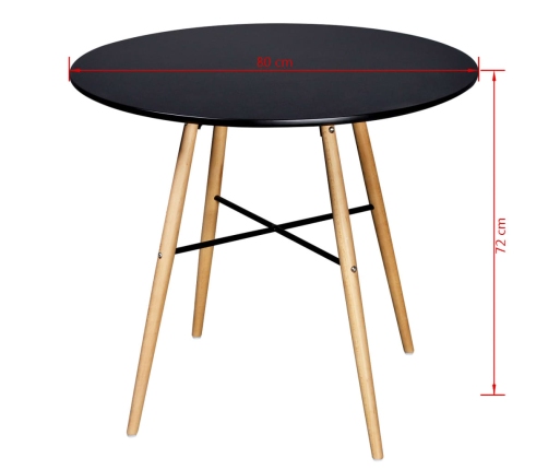 Mesa de comedor redonda MDF negra