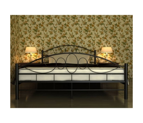 vidaXL Cama de metal negro con colchón 180x200 cm