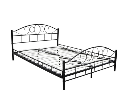 vidaXL Cama de metal negro con colchón 180x200 cm