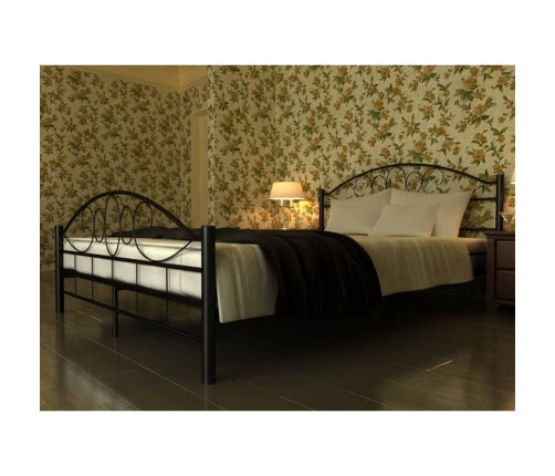 vidaXL Cama de metal negro con colchón 180x200 cm