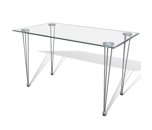 Mesa de comedor con superficie de vidrio transparente