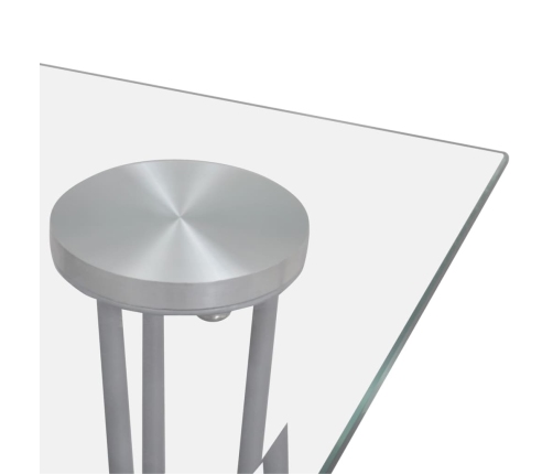 Mesa de comedor con superficie de vidrio transparente