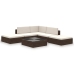 Set muebles de jardín 6 piezas y cojines ratán sintético marrón