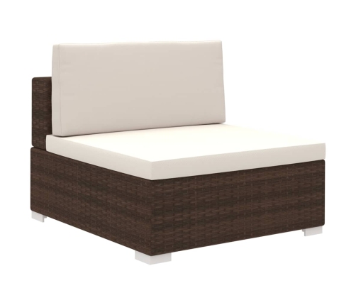 Set muebles de jardín 6 piezas y cojines ratán sintético marrón