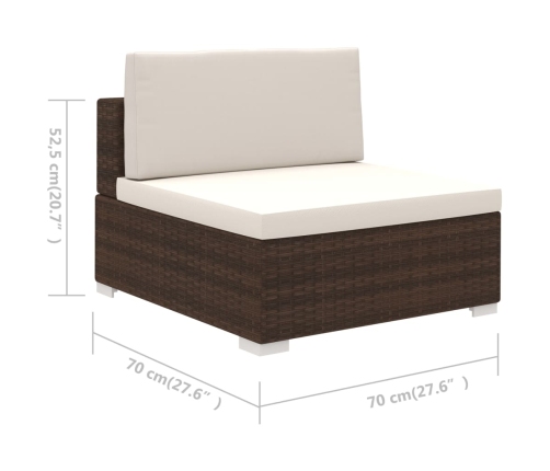 Set muebles de jardín 6 piezas y cojines ratán sintético marrón