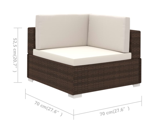 Set muebles de jardín 6 piezas y cojines ratán sintético marrón