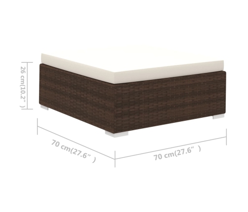 Set muebles de jardín 6 piezas y cojines ratán sintético marrón