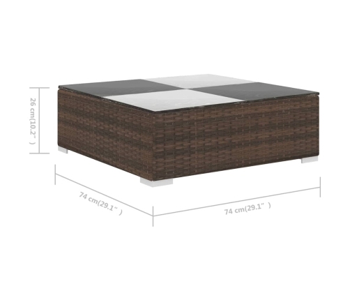 Set muebles de jardín 6 piezas y cojines ratán sintético marrón