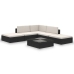 Set muebles de jardín 6 piezas y cojines ratán sintético negro