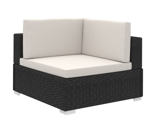 Set muebles de jardín 6 piezas y cojines ratán sintético negro