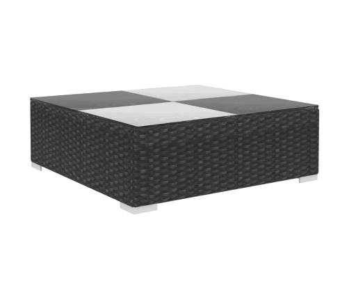 Set muebles de jardín 6 piezas y cojines ratán sintético negro