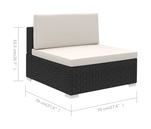 Set muebles de jardín 6 piezas y cojines ratán sintético negro