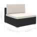 Set muebles de jardín 6 piezas y cojines ratán sintético negro