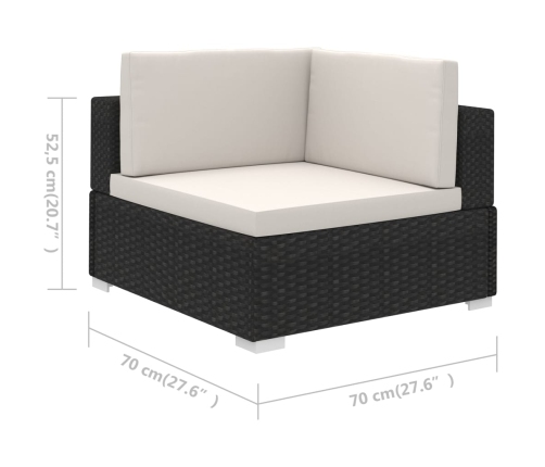 Set muebles de jardín 6 piezas y cojines ratán sintético negro