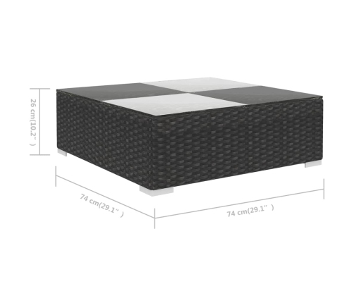 Set muebles de jardín 6 piezas y cojines ratán sintético negro