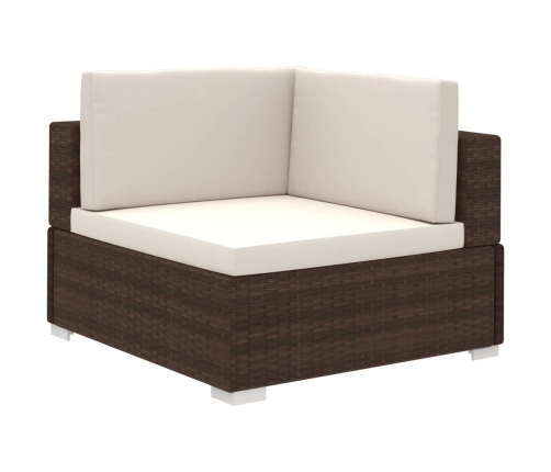 Set muebles de jardín 8 piezas y cojines ratán sintético marrón