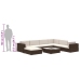 Set muebles de jardín 8 piezas y cojines ratán sintético marrón