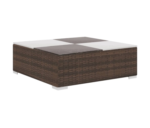 Set muebles de jardín 8 piezas y cojines ratán sintético marrón