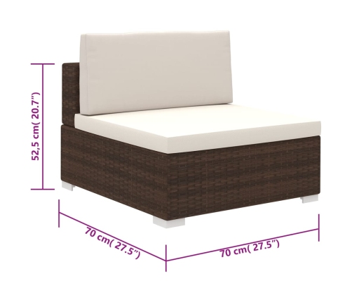 Set muebles de jardín 8 piezas y cojines ratán sintético marrón