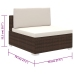 Set muebles de jardín 8 piezas y cojines ratán sintético marrón