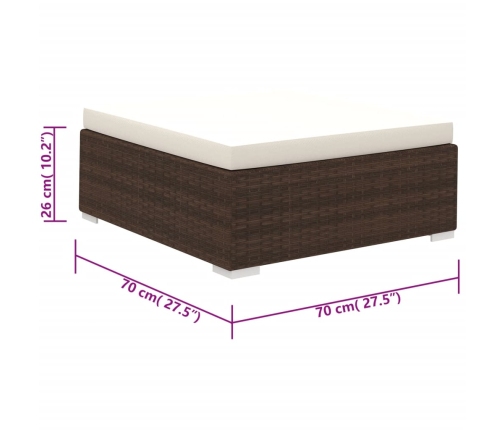 Set muebles de jardín 8 piezas y cojines ratán sintético marrón