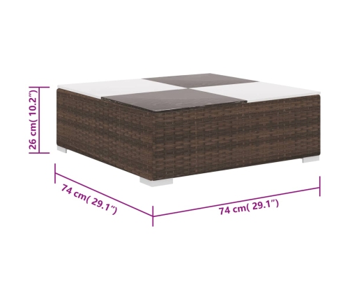 Set muebles de jardín 8 piezas y cojines ratán sintético marrón