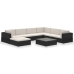 Set muebles de jardín 8 piezas y cojines ratán sintético negro
