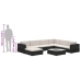Set muebles de jardín 8 piezas y cojines ratán sintético negro