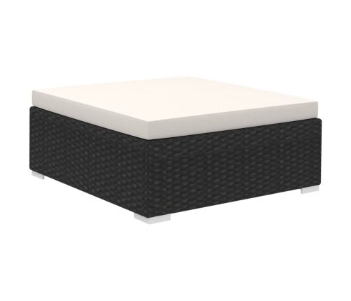 Set muebles de jardín 8 piezas y cojines ratán sintético negro