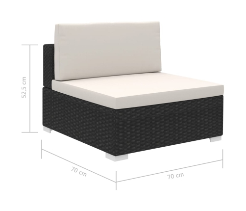 Set muebles de jardín 8 piezas y cojines ratán sintético negro