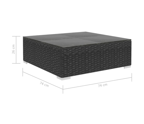 Set muebles de jardín 8 piezas y cojines ratán sintético negro