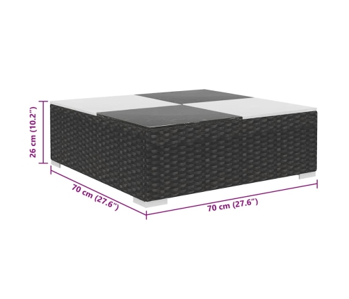 Set muebles de jardín 8 piezas y cojines ratán sintético negro