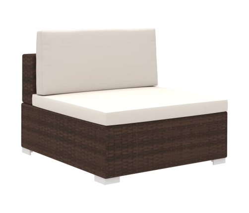 Set muebles de jardín y cojines 12 pzas ratán sintético marrón