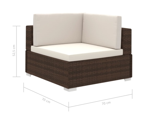 Set muebles de jardín y cojines 12 pzas ratán sintético marrón