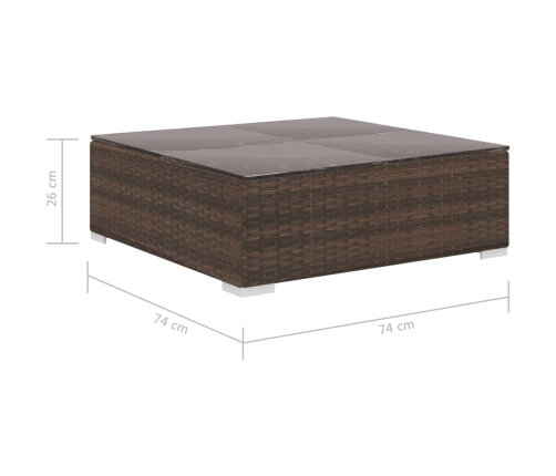 Set muebles de jardín y cojines 12 pzas ratán sintético marrón