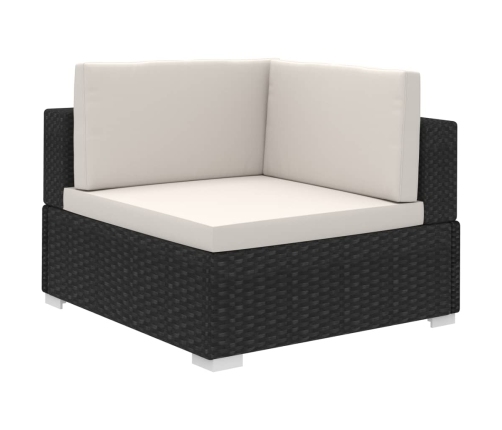 Set muebles de jardín 12 pzas y cojines ratán sintético negro