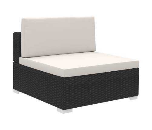 Set muebles de jardín 12 pzas y cojines ratán sintético negro